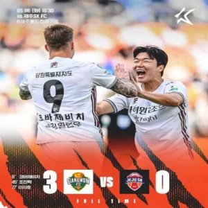 코바체비치 데뷔골, 강원FC 제주 원정 3-0 완승