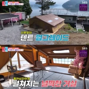 최여진 김재욱 부부, 신혼집 대신 텐트에서 ‘럭셔리 노숙 중’