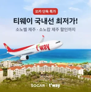 “쏘카, 티웨이항공과 제주여행 프로모션…항공권·렌터카·숙소까지 할인”