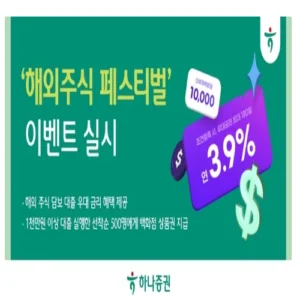 하나증권, 해외주식 담보대출 시 최저 3.9% 금리 우대 이벤트 실시