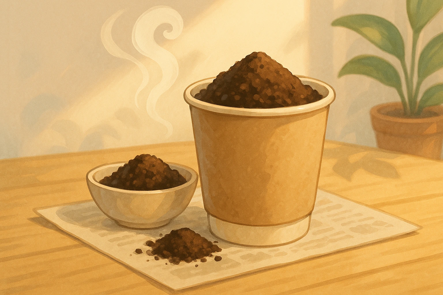 커피 찌꺼기 + 종이컵