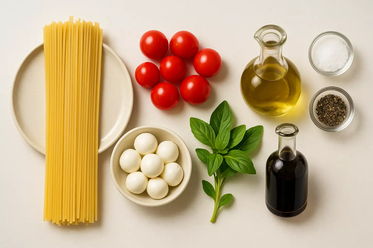 토마토&모짜렐라 냉파스타 재료