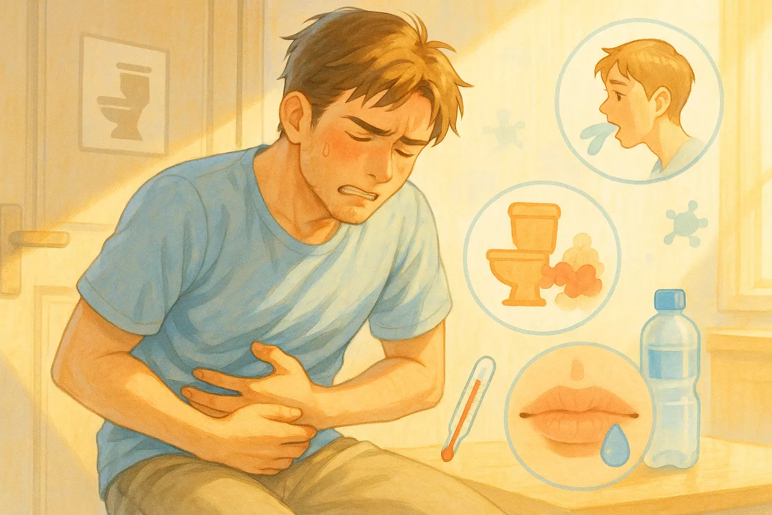 장염에 걸리면 음식물 흡수 기능이 저하되고,수분과 전해질 손실이 많아지면서 복통, 설사, 구토 등의 증상이 나타난다.