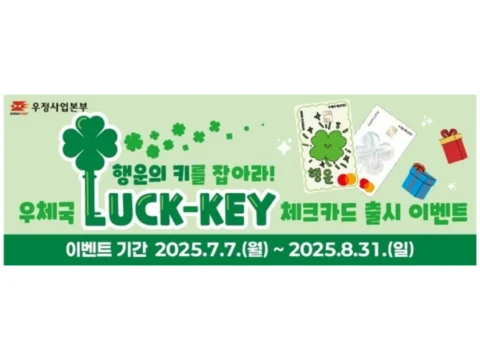 우정사업본부가 청년층 소비 트렌드를 반영한 럭키 체크카드를 출시해 편의점과 간편결제 등에서 캐시백 혜택을 제공한다.
