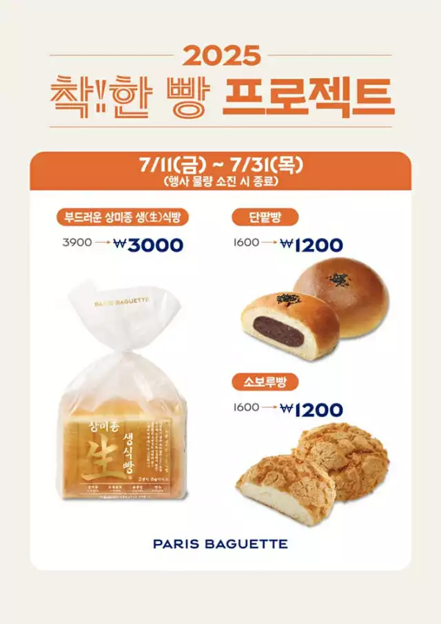 파리바게뜨가 소보루빵과 단팥빵, 생식빵 가격을 낮춰 실질적인 혜택을 제공하고 있다.