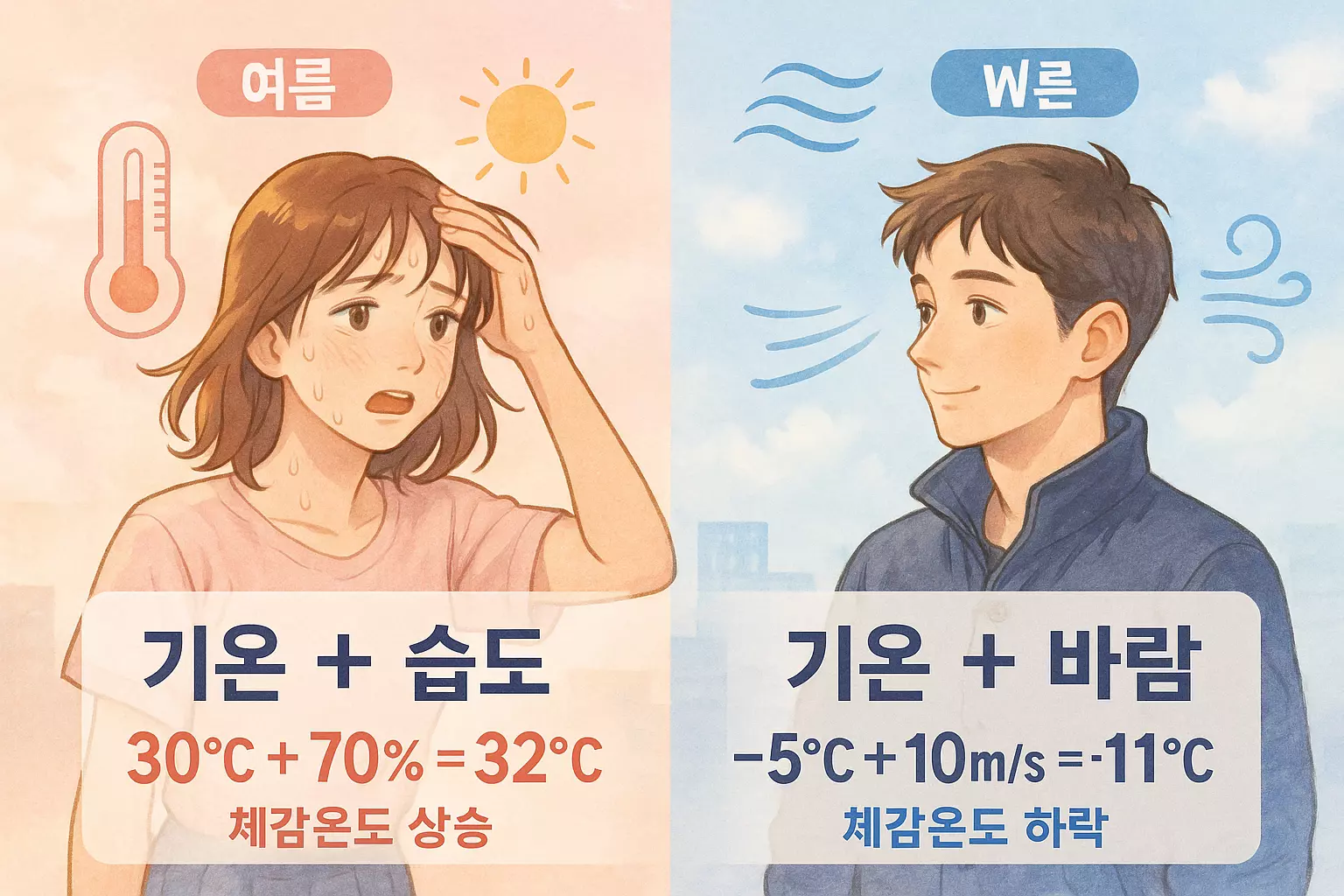 체감온도 계산 방식은 계절마다 다르다.